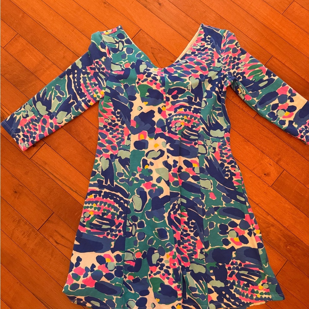 Lilly Pulitzer Girls Multicolor Floral Print Dress - Blue, Green, Pink